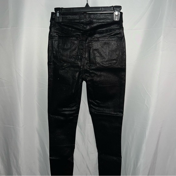 Double Dare Faux Leather Black Glitter Sparkle Pants - Picture 9 of 11